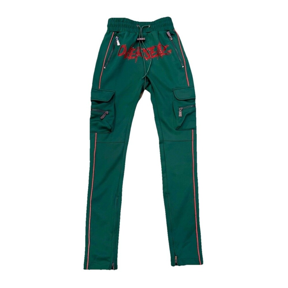 Guapi Men's Green Joggers Size 28 Crystal Overseaz Drip Track Pants Limited